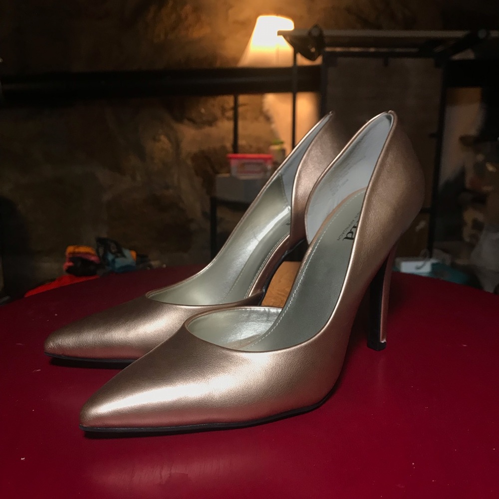 Ana Rose Gold Point-Toe Heels View 3